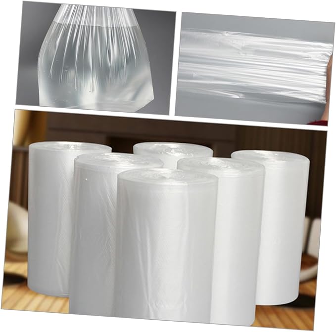 6 Rolls Thickened Plastic Trash Bags 45x50cm 30 Bags Per Roll for Kitchen and Bathroom Use