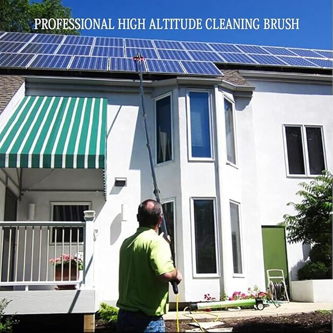 Glass Cleaning Brush Home Water Fed Telescopic Pole Kit Solar Panel Brush Rotating for Photovoltaic PanelWindow Cleaning Pole Window Cleaner Kit Water/Hose Fed Pole Window Cleaning Brush