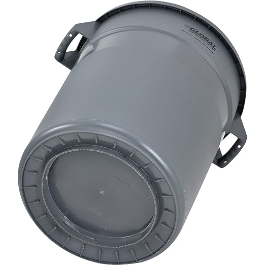 Global Industrial Commercial Round Trash Can 20 Gallon Capacity Plastic Garbage Can Indoor and Outdoor Utility Trash Can Gray 19 W x 22-1/2H No Lid