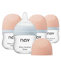 Natural Glass Baby Bottle Wide Neck Newborn Anti-Colic Baby Bottle Clear 3oz(Pack of 4) Includes 4Pcs Slow Flow Nipple(SS) 0 Months+