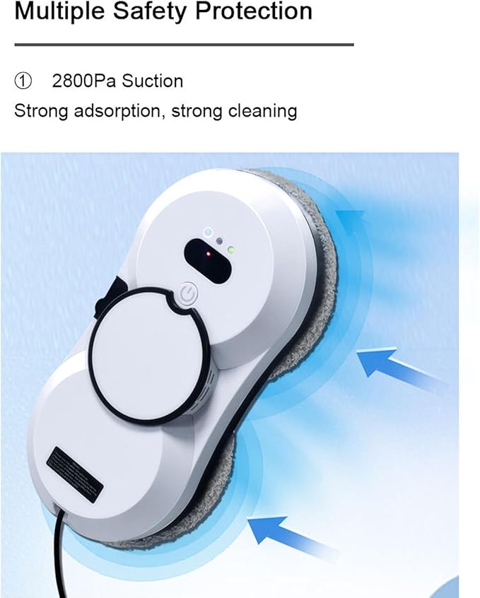 Intelligent Window Cleaning Robot Indoor and Outdoor Wet and Dry Use Remote Control Intelligent Edge Detection System Suitable for Windows Tiles Bathrooms White