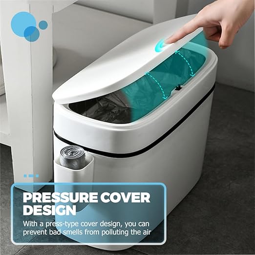 BESPORTBLE Bathroom Trash Can with Lid 10L Compact Kitchen and Toilet Garbage Bin with Storage Box Matte Finish Wastebasket for Home Organization