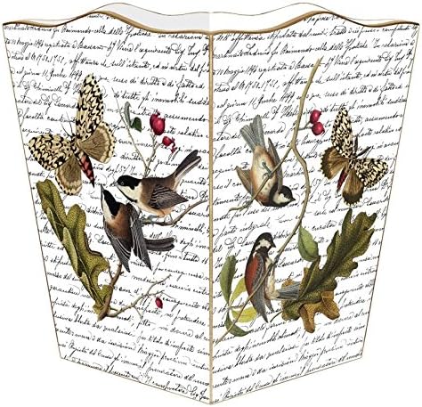 Marye-Kelley WB350-Birds with Butterflies on Writing Wastepaper Basket