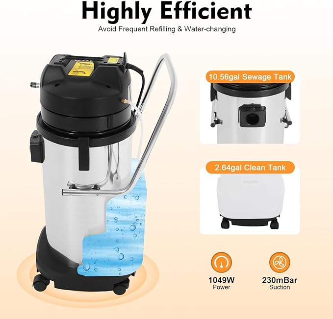 20l30l40l Commercial Carpet Cleaning Machine 2 In 1 Multi-Purpose Wet Dry Carpet Cleaner Machine Professional Upholstery Cleaner Machine 1034w 230mbar Suction For Workshop Garage Home 40L