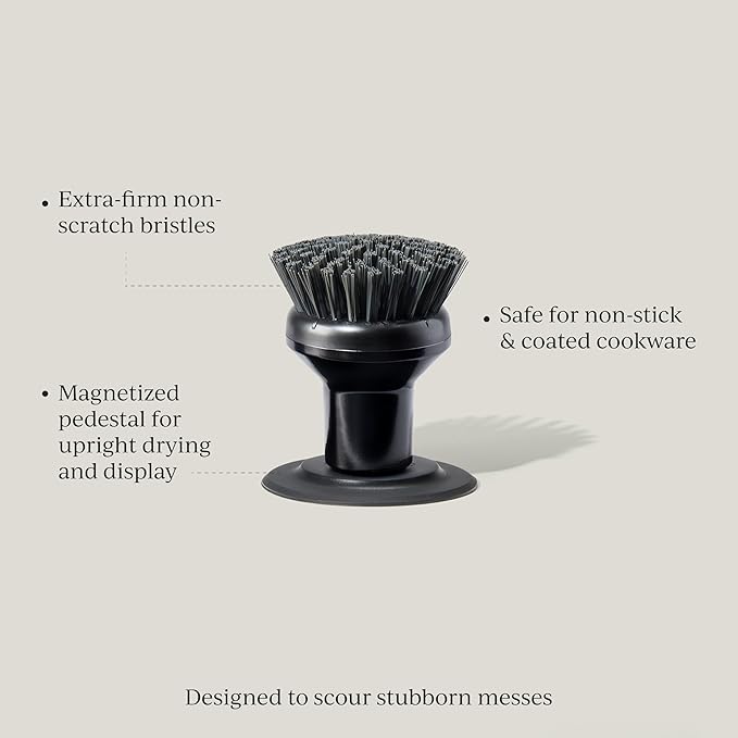 Ionic Palm Brush Magnetized to Stand Upright Stainless Steel with Replaceable Head Onyx/Black