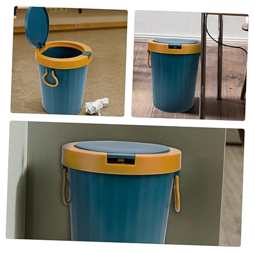 Large Capacity Reusable Trash Can with Lid PP Wastebasket for Kitchen Bathroom Office Bedroom Sturdy Structure Easy to Use Garbage Bucket for Household and Commercial Waste