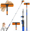 26FT Reach Window Squeegee for Window Cleaning Kit with 5-19 Foot Telescoping Extension Pole 2 in 1 Window Squeegee Cobweb Duster Dust Kit Window Washing Kit for Car Shower Glass Door