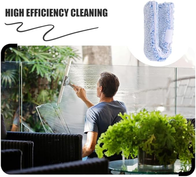 OUNONA Replacement Window Scrubber Pads 4-Pack Reusable Microfiber Cleaning Sleeves for Glass Windows Bathroom Mirrors and Tabletops 14.17X2.75X2.75 Inches