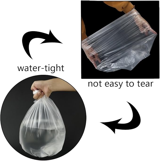 Yubine 6 Gallon Clear Trash Bags for Office Bathroom Kitchen Garbage Bags 220 Counts