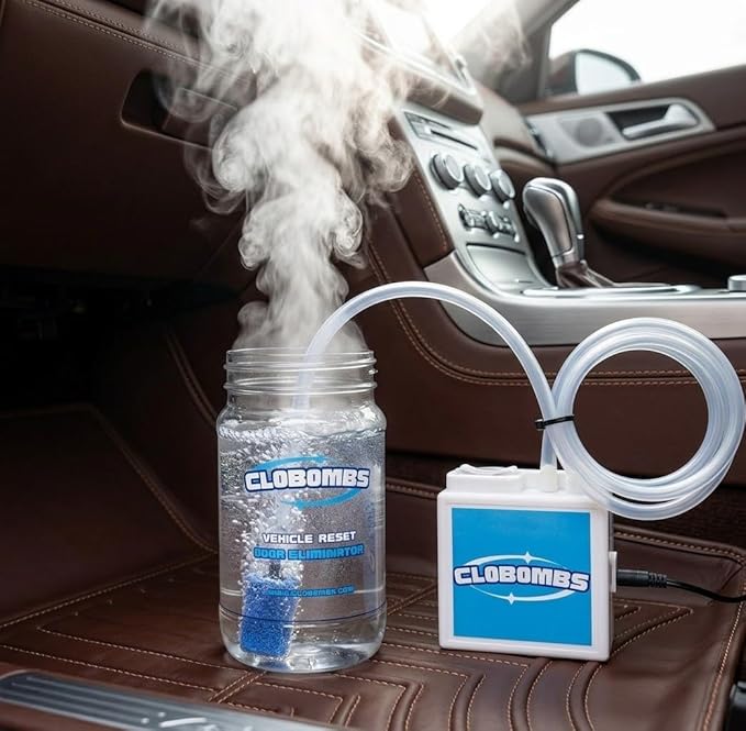 Odor Eliminator for Car Kit - Advanced Chlorine Dioxide Odor Removal Neutralizes Smoke Pet Urine Mildew &amp Skunk Odors in 1 Hour - Includes Bubbler System