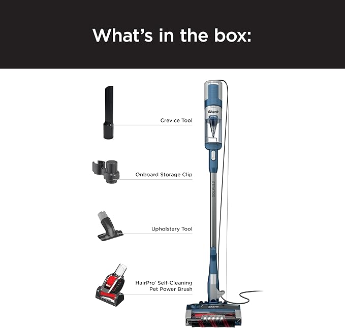 Shark HZ3002 Stratos Ultralight Corded Stick Vacuum with DuoClean PowerFins HairPro Self-Cleaning Brushroll &amp Odor Neutralizer Technology Navy