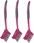 Natural Solution WBM Home Dish Brush 3-Pack Pink Nylon Bristles &amp Handle Kitchen &amp Bathroom Cleaning Brushes