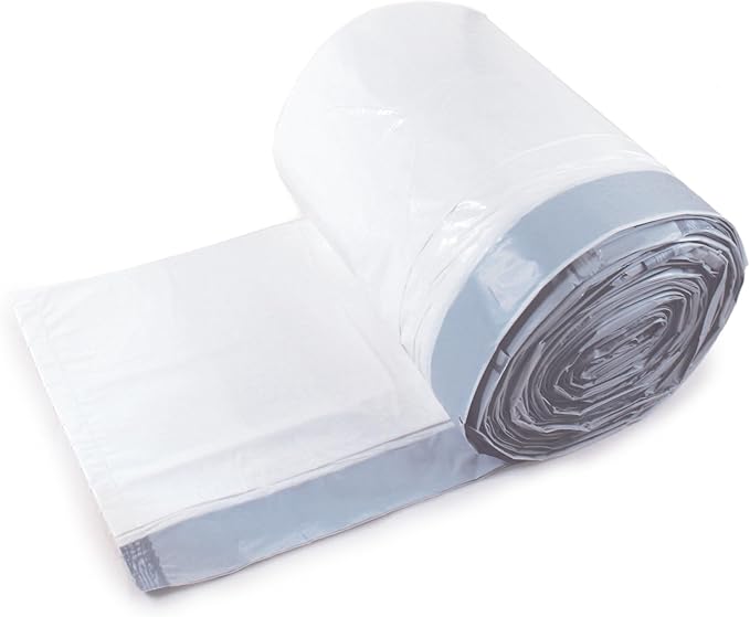 Compatible With Code P - Durable Custom Fit Plastic White Trash Bags w/Drawstring 50-60 Liter/ 13-16 Gallon Trash Cans - 1 Refill Rolls (50 Count) -Heavy Duty Kitchen Garbage Bags