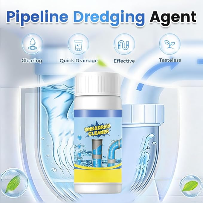 3PCS Drain Cleaner Powder Multi-functional Pipeline Dredging Agent Sink Drain Cleaning Powder for Kitchen Bathroom Toilet Pipe Maintenance