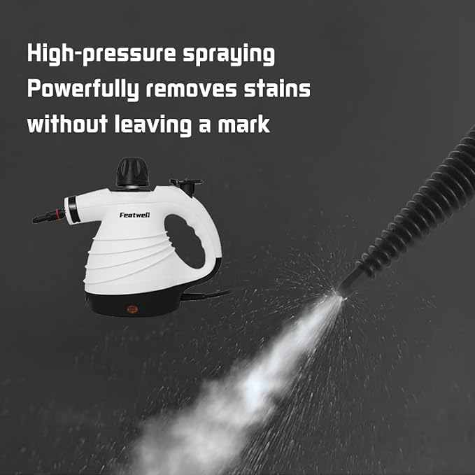Featwell Handheld Steam Cleaner Pressurized Portable Multi-Surface Steam Cleaner with 12 pcs Accessories Multi-Purpose Portable Steamer for Cleaning Dirt Grease Tile Floor Couch Car