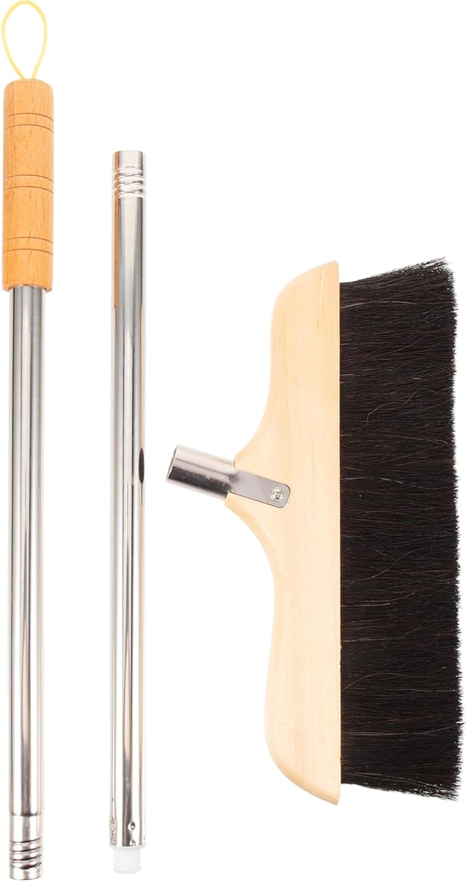 Long Handle Horsehair Brush Soft Bristle Cleaning Brush for Pet Hair Removal Indoor/Outdoor Anti-Slip Handle Easy to