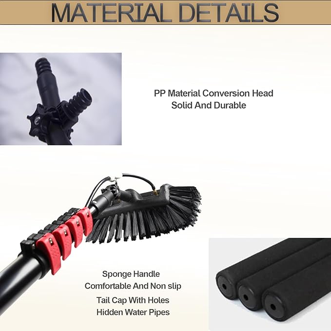 Telescopic Window Glass Cleaner 3.6m-10.8m Telescopic Window Cleaning Rod Multi-Purpose Water Spray Brush Telescopic Cleaner Photovoltaic Cleaner3.6M/12FT