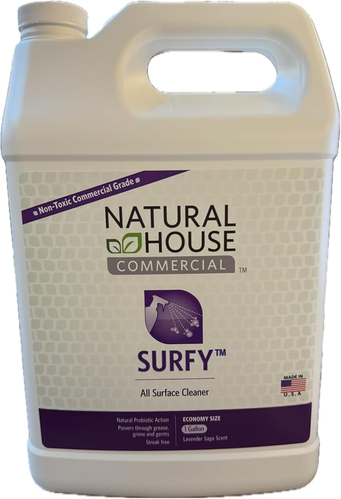 Natural House Surfy - Probiotic All-Purpose Cleaner Spray - Multi-Surface Formula - Plant-Based - Lavender Sage Scent - 128 oz