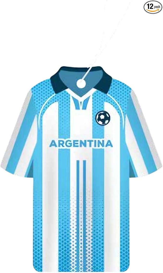 Car Air Freshener Assorted 12 Pack Fan Team Jersey USA|MEXICO|COLOMBIA|BRAZIL ARGENTINA|VENEZUELA Long- Lasting (Team Argentina Mix 3 Bubble Gum 3 New Car3 Vanilla Black3 Crystal Black)