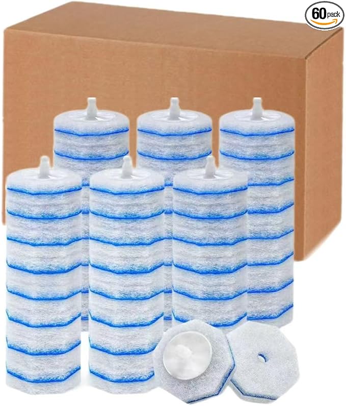 60 Count Toilet Bowl Wand Refills for CloroxDisposable Toilet Bowl Cleaner Refill Pads for Most Toilet SystemDisposable Toilet Brush refills for Bathroom Cleaning