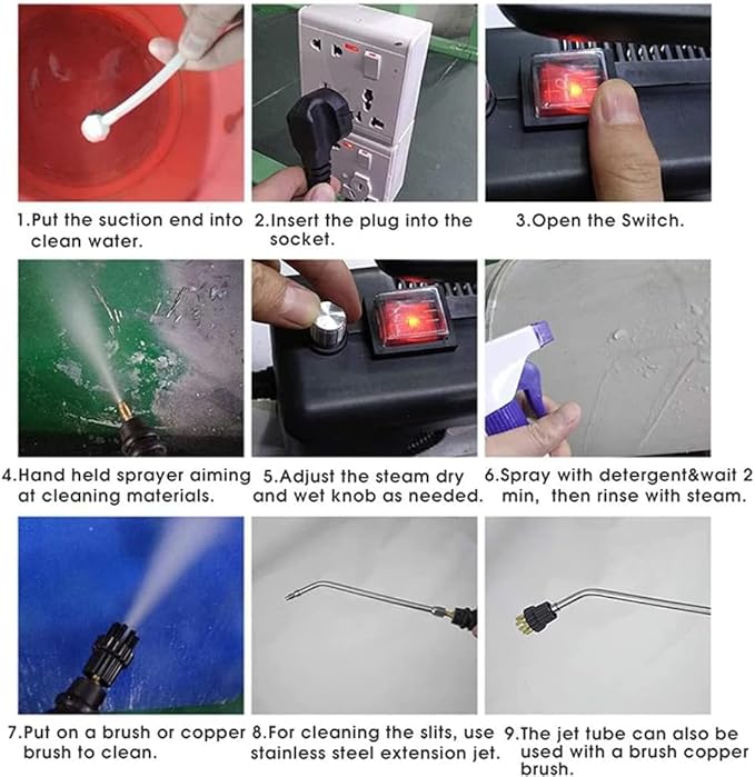 COYEUX Dry Steam Cleaning Machine 2600W Handheld Steam Cleaner 3.5 Bar High Pressure High Temperature for Car Kitchen Bathroom Furniture Tile