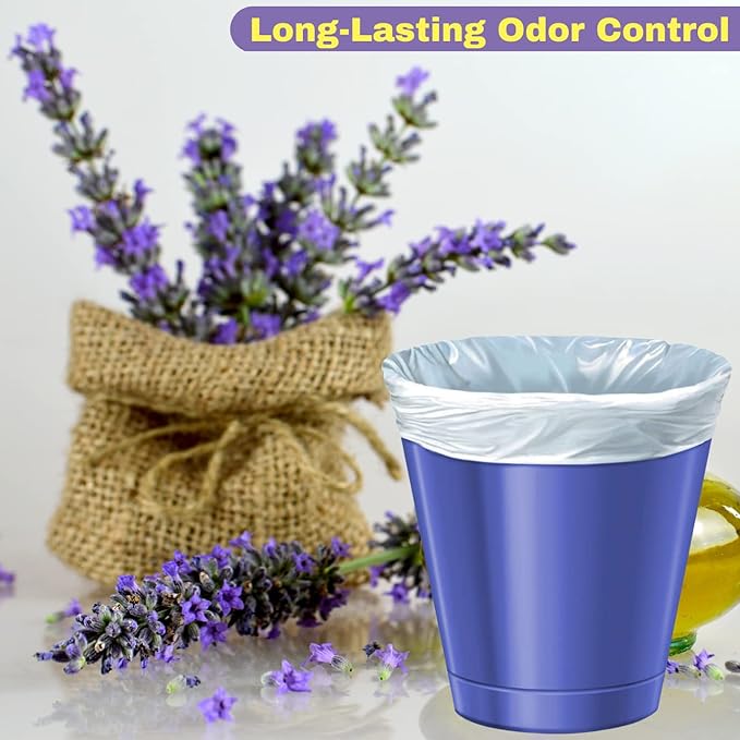 4 Gallon Trash Bag Lavender Scented (440 Count) Small Bathroom Garbage Bags Wastebasket Can Liners White Trash Bags for Home Kitchen Office Bins (440 Bags)