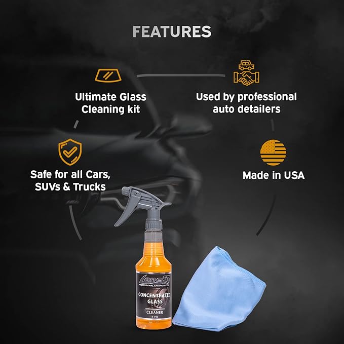 LANE'S Glass Cleaner &amp Towel Kit - Concentrated Glass Cleaner Streak Free Formula - Corduroy Window Glass Towel (32 OZ)