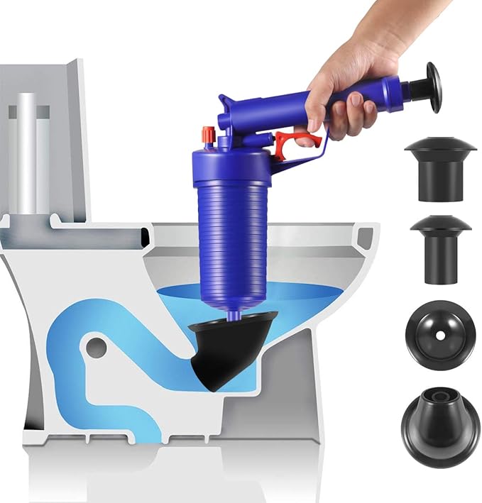 Toilet Plunger Air Drain Blaster Pressure Pump Cleaner High Pressure Plunger Opener Cleaner Pump for Bath Toilets Bathroom Shower Sink Bathtub Kitchen Clogged Pipe