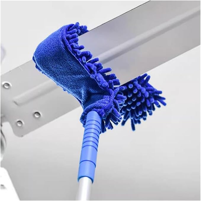 Microfiber Ceiling Fan Blade Cleaning Duster Kit Removable Flexible Cobweb High Dust Removal Dusters(Blue Brush Head)