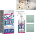 Bathroom Descaler Foam Cleaner 2025|Powerful Cleaner Spray for ShowerBathtubGlassFaucetTileToilet|Strong Cleaning for Stubborn Stains&ampLimescale Removal with 2 Microfiber Cloths (5 PCS-10oz)