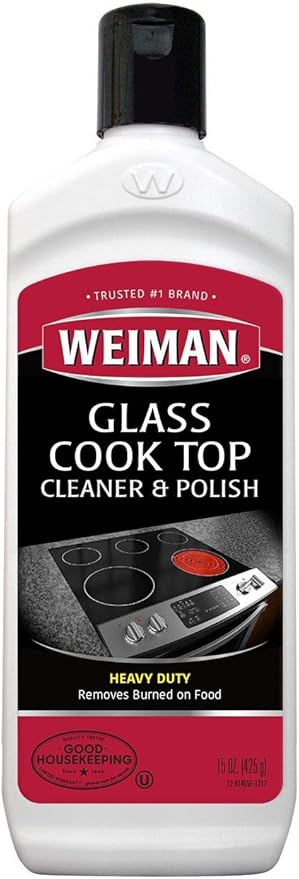 Weiman Glass Cooktop Heavy Duty Cleaner &amp Polish - Shines and Protects Glass/Ceramic Smooth Top Ranges with its Gentle Formula - 15 Oz.