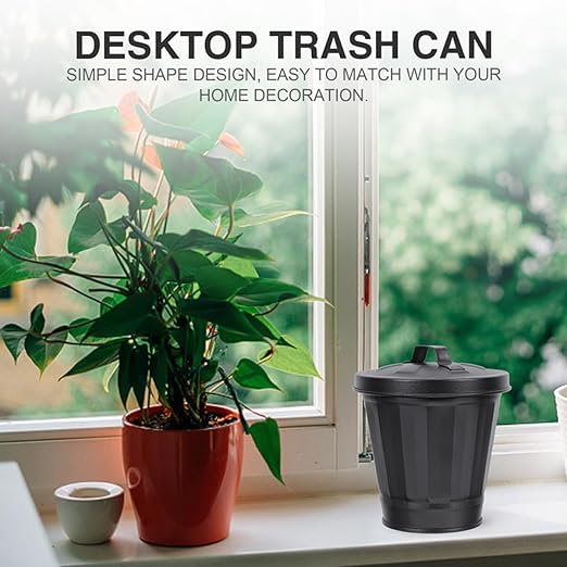 2sets Iron Garbage Can Metal Desktop Mini Wastebasket Farmhouse Style for Home Decor 2pcs*2