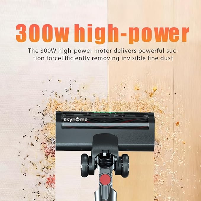 VEAVON House Cordless Vacuum Cleaner Lightweight Stick Cleaner 6-in-1 46KPa Powerful Suction for All Home 300W 45 Min Runtime GreenLight Dust Detection for Carpets Handheld Cleaner Car Accessories