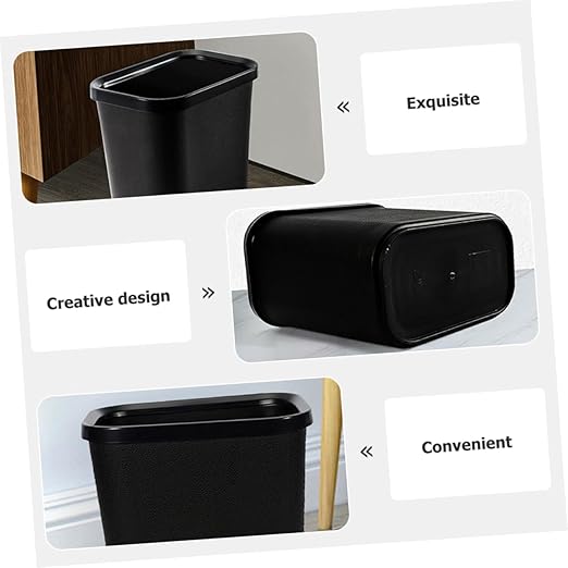 Vaguelly Plastic Trash Can Household Wastebasket for Bathroom Bedroom Office Design Easy to Clean No Lid Fire Resistant Space Saving Garbage Bin for Use