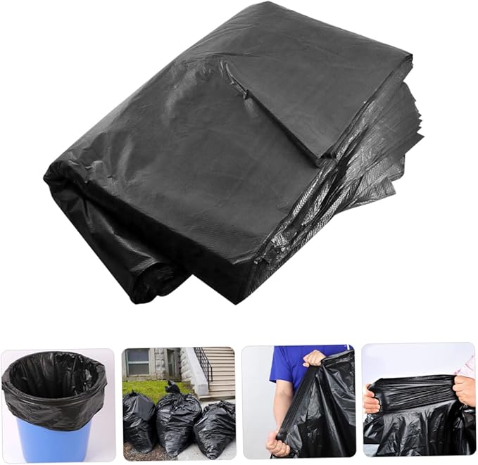 50pcs Extra Large Heavy Duty Trash Bags 80x100cm Black Commercial Garbage Bags for 100l Bin Outdoor Gardening and Property Maintenance Use