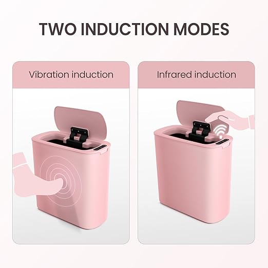 Cesun Motion Sensor Trash Can 5 Gallon Automatic Bathroom Garbage Can with Lid Touchless Smart Plastic Slim Wastebasket for Bathroom Office rv Bedroom Living Room Pink