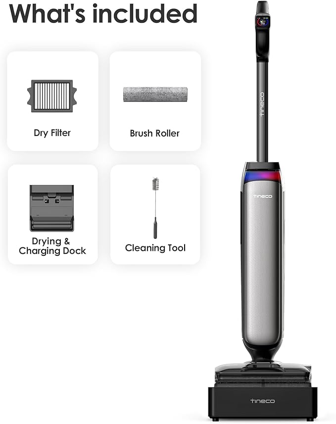 Tineco Floor One S9 Artist Steam Wet Dry Vacuum Cleaner High-Temp Steam Cleaning 22kPa Suction 360° SmoothDrive Anti-Tangle Design 185°F Flashdry Long Runtime 180° Lay-Flat