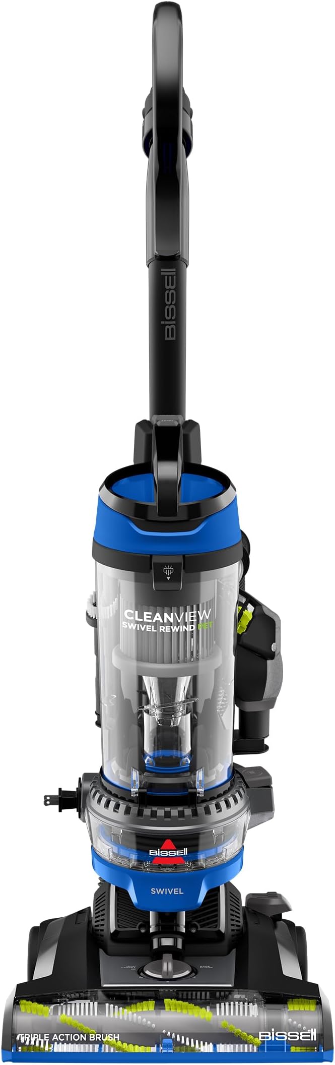 Bissell CleanView Swivel Rewind Vacuum with Automatic Cord Rewind TurboEraser Upholstery Tool Triple Action Brush Roll Swivel Steering Extension Wand Easy-Empty Dirt Tank Multi-Cyclonic Suction