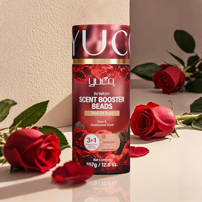 YUCO Scent Beads Laundry NaturalUltra-Concentrated Two-Color Laundry BeadsEffective Fabric DeodorizerSoftenStatic FreeMicrocapsule Technology Scent Lock Fresh Last 12Weeks(Rose Sandalwood12.6OZ)