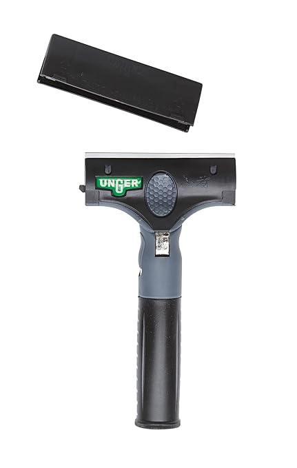 Unger Commercial ErgoTec® Ninja 4 Glass Scraper with Blade and Safety Cap – Adjustable Angle for Efficient Window Cleaning EN100
