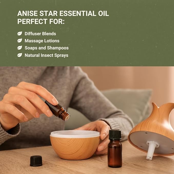 Star Anise Essential Oil - Direct from Malagassi Essential Oils - Premium Star Anise Seed Oil for Aromatherapy Diffuser Candle Soap Skin and Hair (8oz)