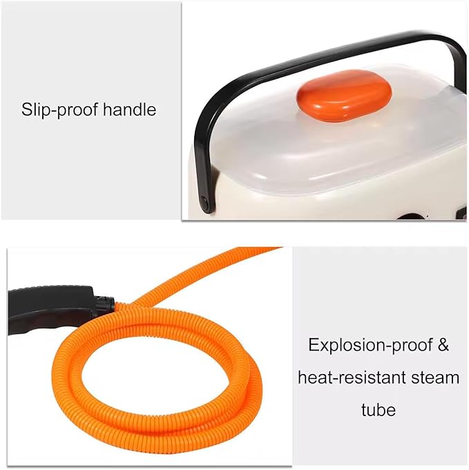 High Pressure Handheld Steam Cleaner 2500W Portable Steamer with 1.2L Capacity 4 Accessories 6 Adjustable Levels Ideal for Car Carpet Kitchen and Bathroom Use