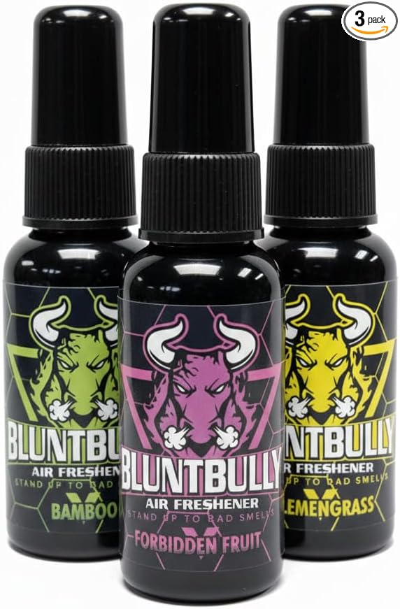 Blunt Bully Air Freshener (3 Pack Bundle) (Mystery Flavor) Premium Oil Based Air Freshener Spray. Long-Lasting Room Bathroom Office &amp Car Scent | Eliminates Odors from Smoke Pets &amp More