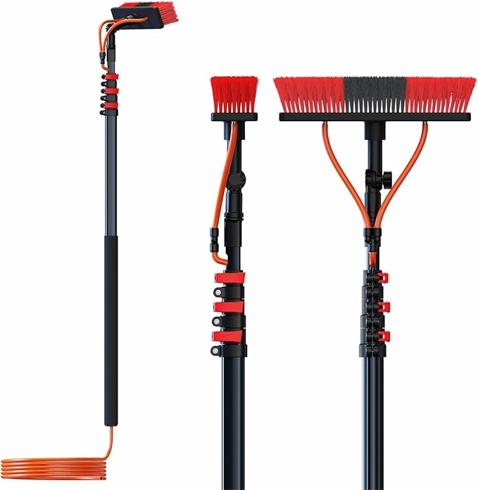 Solar Panel Cleaning Brush and Pole Water Fed Pole Kit Outdoor Window Cleaning Kit Water Fed Pole Window Cleaning20FT/6m