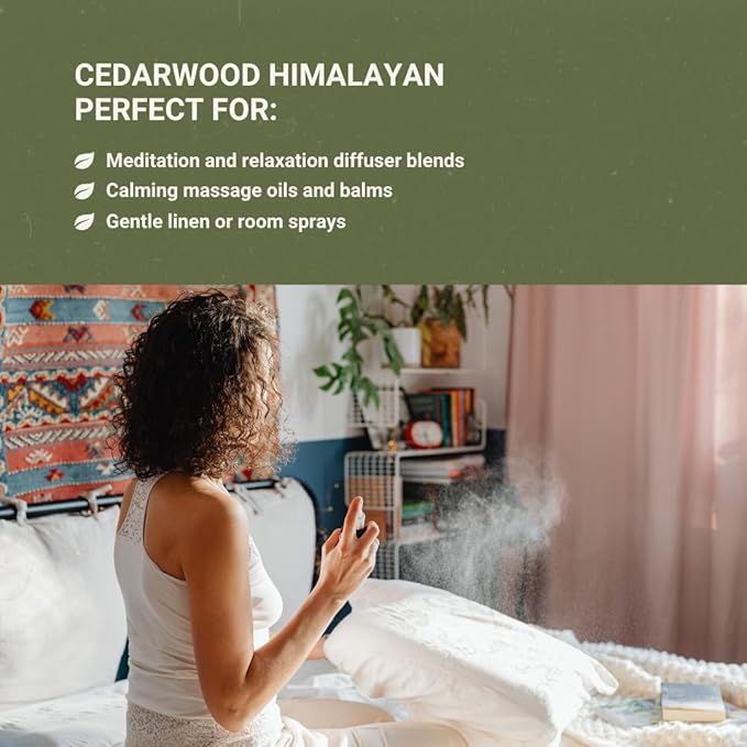 Cedarwood Himalayan Essential Oil - 100% Pure Steam Distilled Natural Cedarwood Himalayan Oil (Aceite de Cedro) from Natural Biotech NBT India for Aromatherapy &amp DIY Projects - 8oz