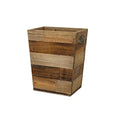 Small Wood Trash Can Farmhouse Rectangular Garbage Can Waste Basket Rustic Distressed Reclaimed Wood Wastebasket Vintage Wooden Trash Recycling Bin Storage Basket with Metal Handles (Natural)