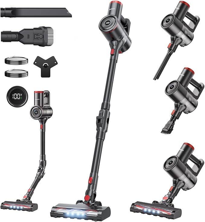 Cordless Vacuum Cleaner for HomeCleans Under Furniture Without Bending40Kpa 45MinsSelf-StandingPowerful Stick Vacuum Cordless for Pet HairHard FloorsCarpetsCar