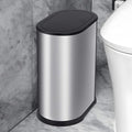 Anzoymx Stainless Steel Bathroom Trash Cans 1.8 Gallons Small Garbage Can with Pop up Lid Dog Proof Narrow Wastebasket Slim Waterproof Litter Trash Bins Set for Bedroom Toilet Office (Silver)