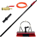 Outdoor Window Cleaner Kit 24FT Water Fed Telescopic Pole with Hose &amp Spray 3.6-12m Brush for Solar Panel &amp Window Cleaning Efficient &amp Easy to Use