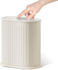 Steel Small Bathroom Trash Can with Lid Press Top 9L/2.4 Gallon Dog Proof Wastebasket with Removable Liner BucketSlim Bathroom Garbage Can Bin Under Desk/Sink BedroomLiving RoomOfficeDiaper